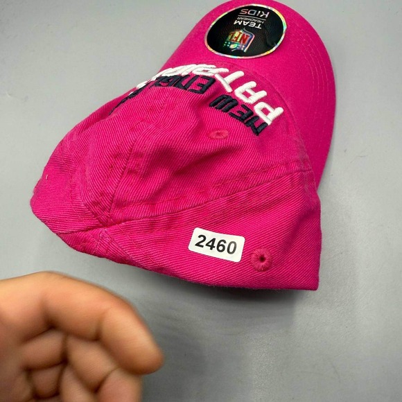 New England Patriots Hat Kids‎ Pink NFL Stretch Strap Back Cap New - Picture 9 of 9